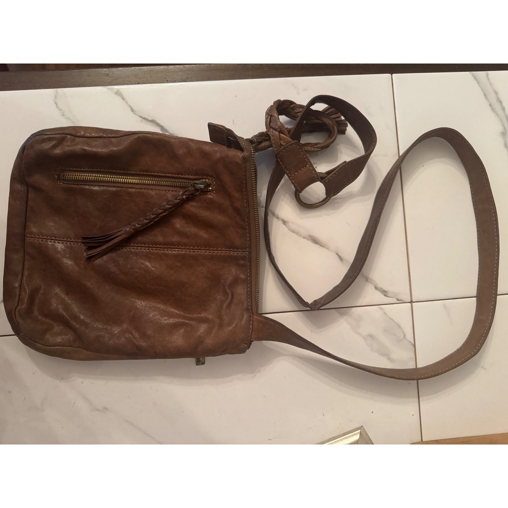 Hobo International Brown Leather Crossbody Bag Braided Strap Messenger Purse